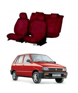 Cotton Towel Car Seat Cover for Maruti Suzuki 800 (Maroon)