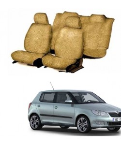 Cotton Car Seat Cover For Skoda Fabia (Beige)