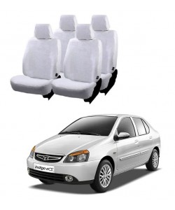 Cotton Car Seat Cover for Tata Indigo Ecs (White)