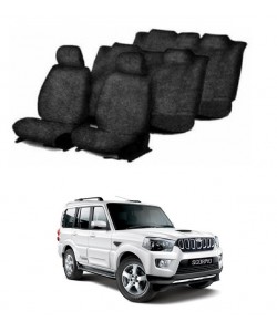 Black Cotton Towel Car Seat Cover For Mahindra Scorpio (7-seater) 