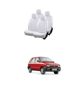Cotton Towel Car Seat Cover for Maruti Suzuki 800 (White)