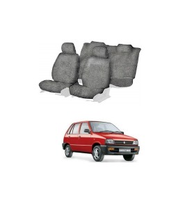 Cotton Towel Car Seat Cover for Maruti Suzuki 800 (Grey)
