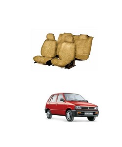 Cotton Towel Car Seat Cover for Maruti Suzuki 800 (Beige)
