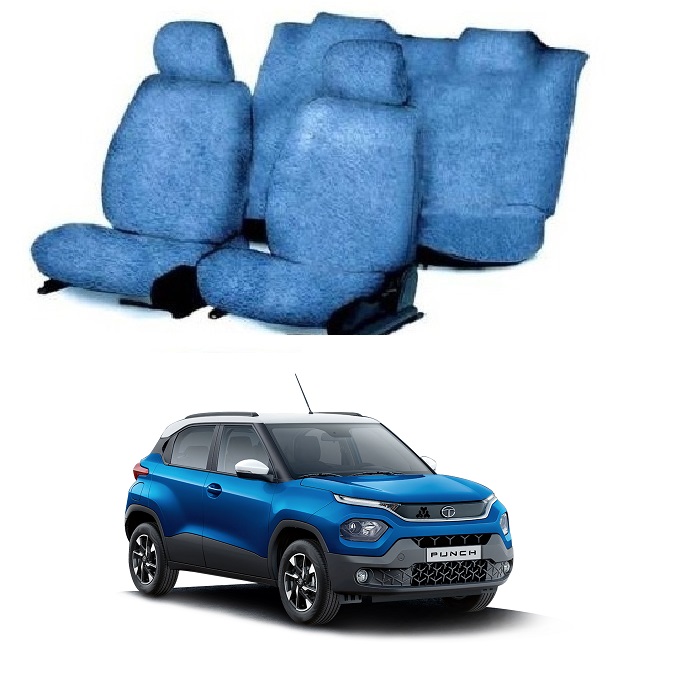 Cotton Car Seat Cover For Tata Punch (Blue)
