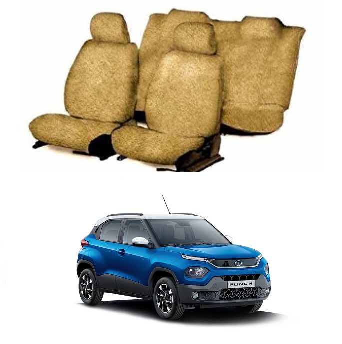 Cotton Car Seat Cover For Tata Punch (Beige)