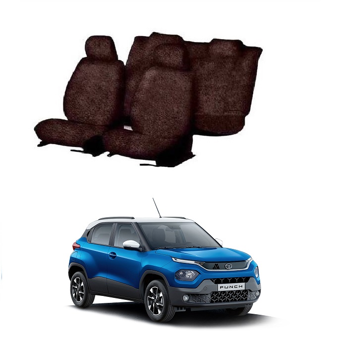 Cotton Car Seat Cover For Tata Punch (Coffee)