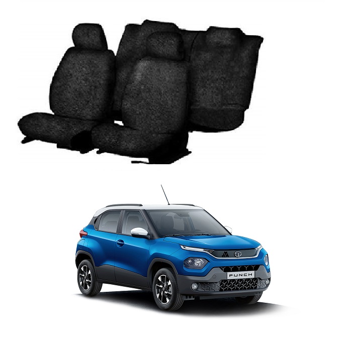 Cotton Car Seat Cover For Tata Punch (Black)