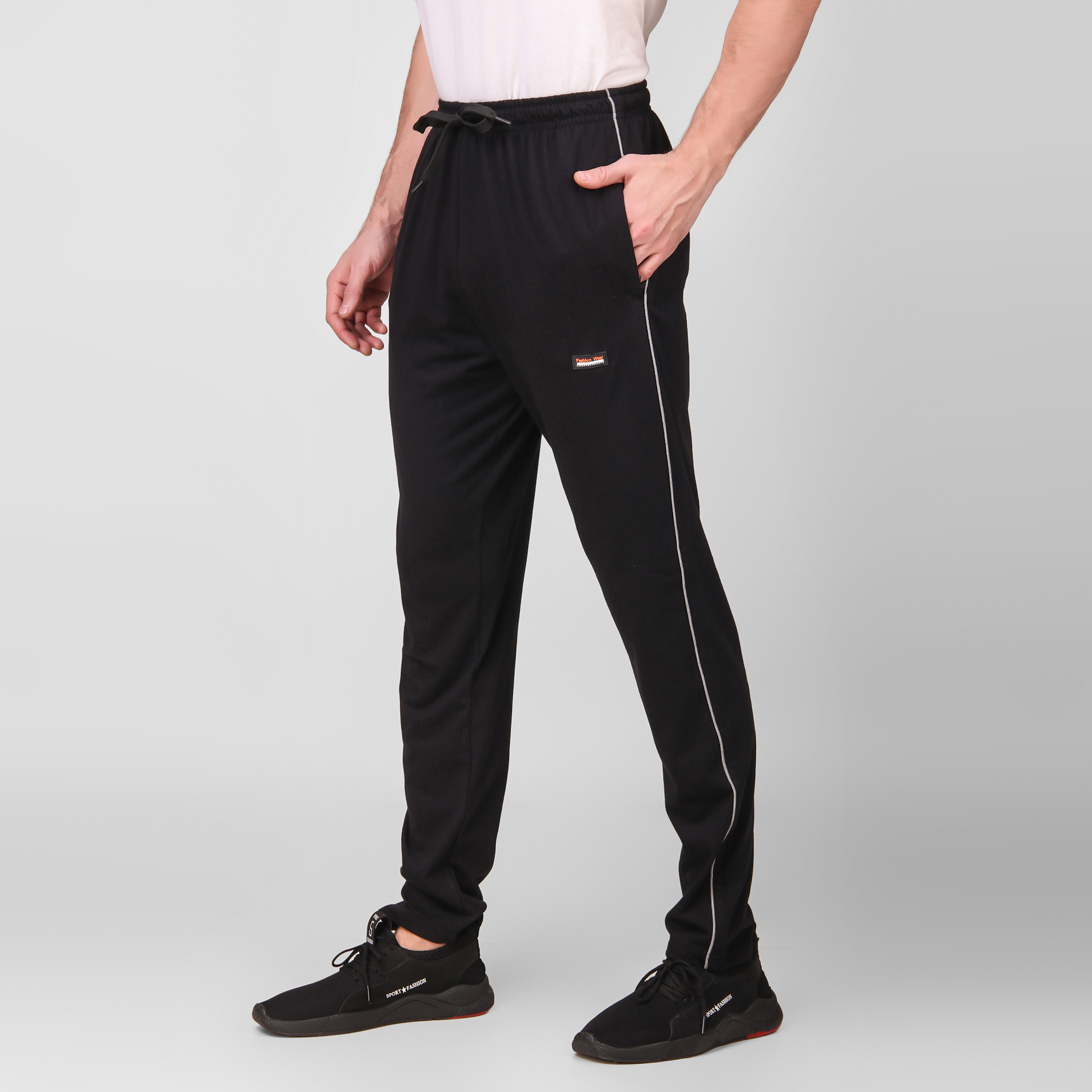 Cotton Track Pants for Men's (Black)