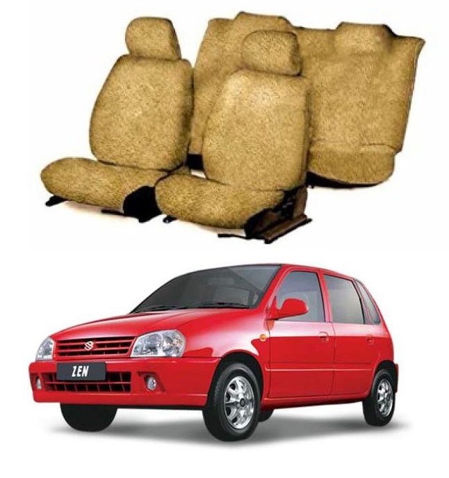 Cotton Car Seat Cover For Maruti Zen (Beige)