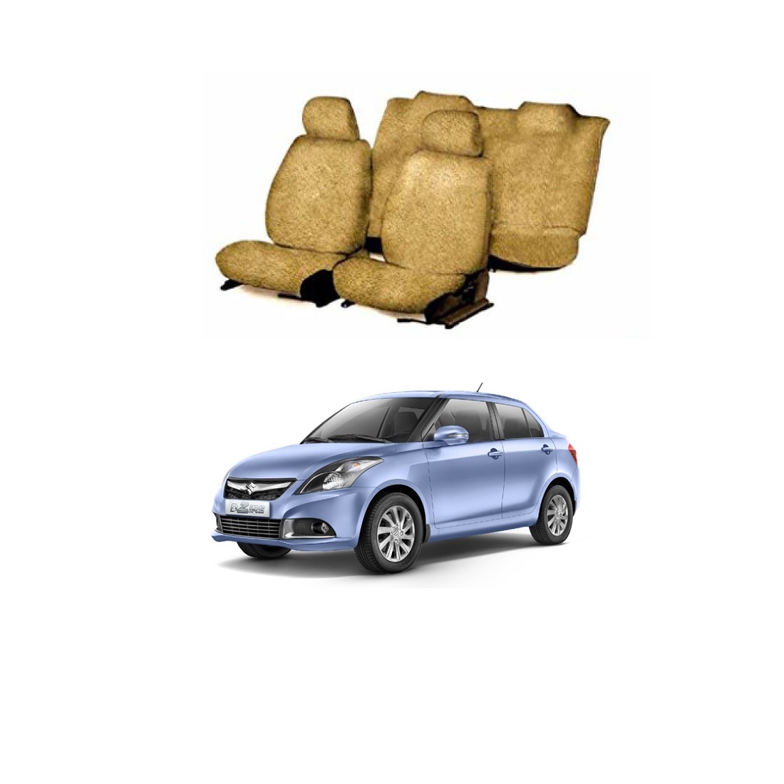 Cotton Towel Car Seat Cover for Maruti Suzuki Swift Dzire (Beige)