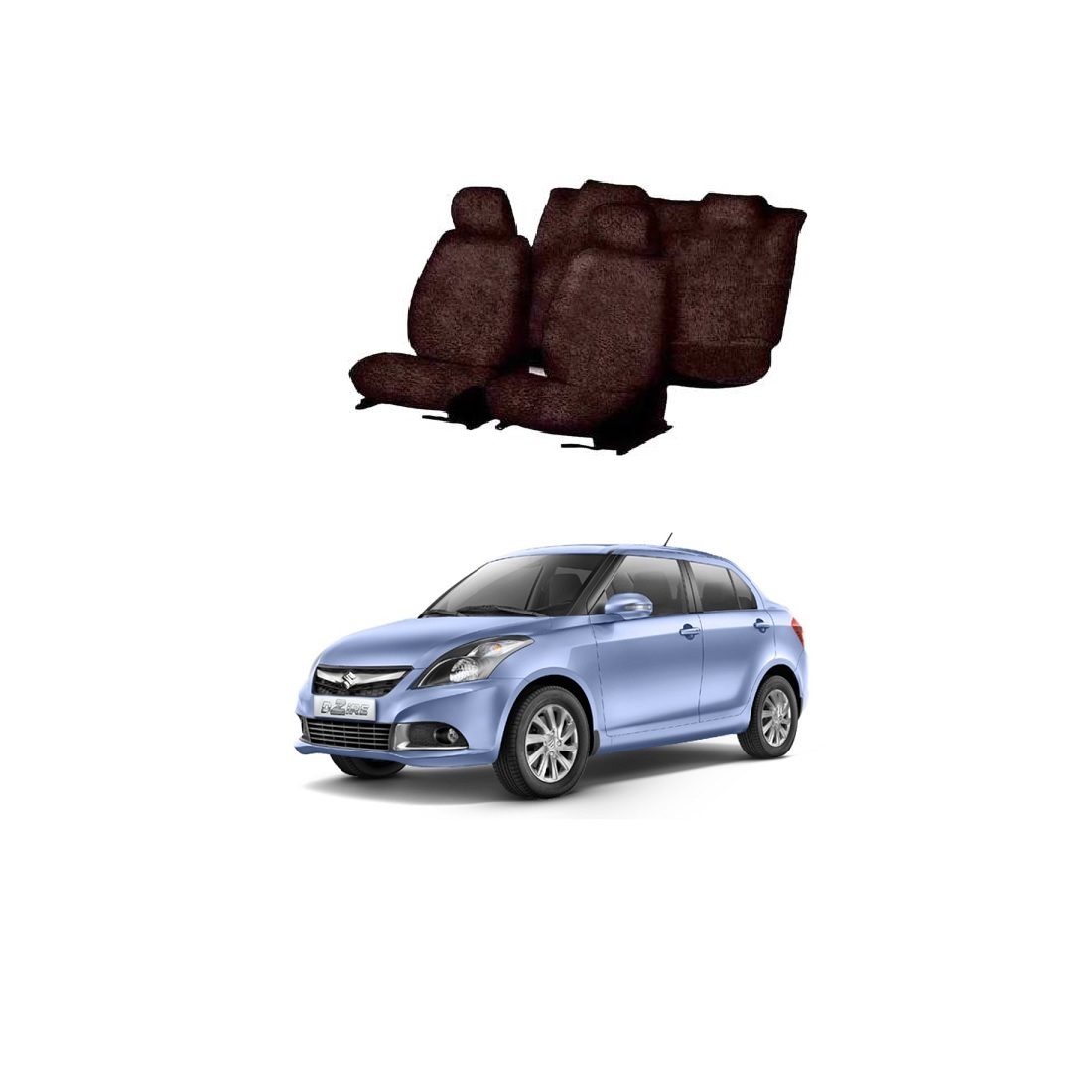 Cotton Towel Car Seat Cover for Maruti Suzuki Swift Dzire (Coffee)