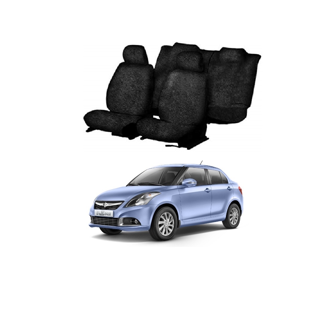 Cotton Towel Car Seat Cover for Maruti Suzuki Swift Dzire (Black)