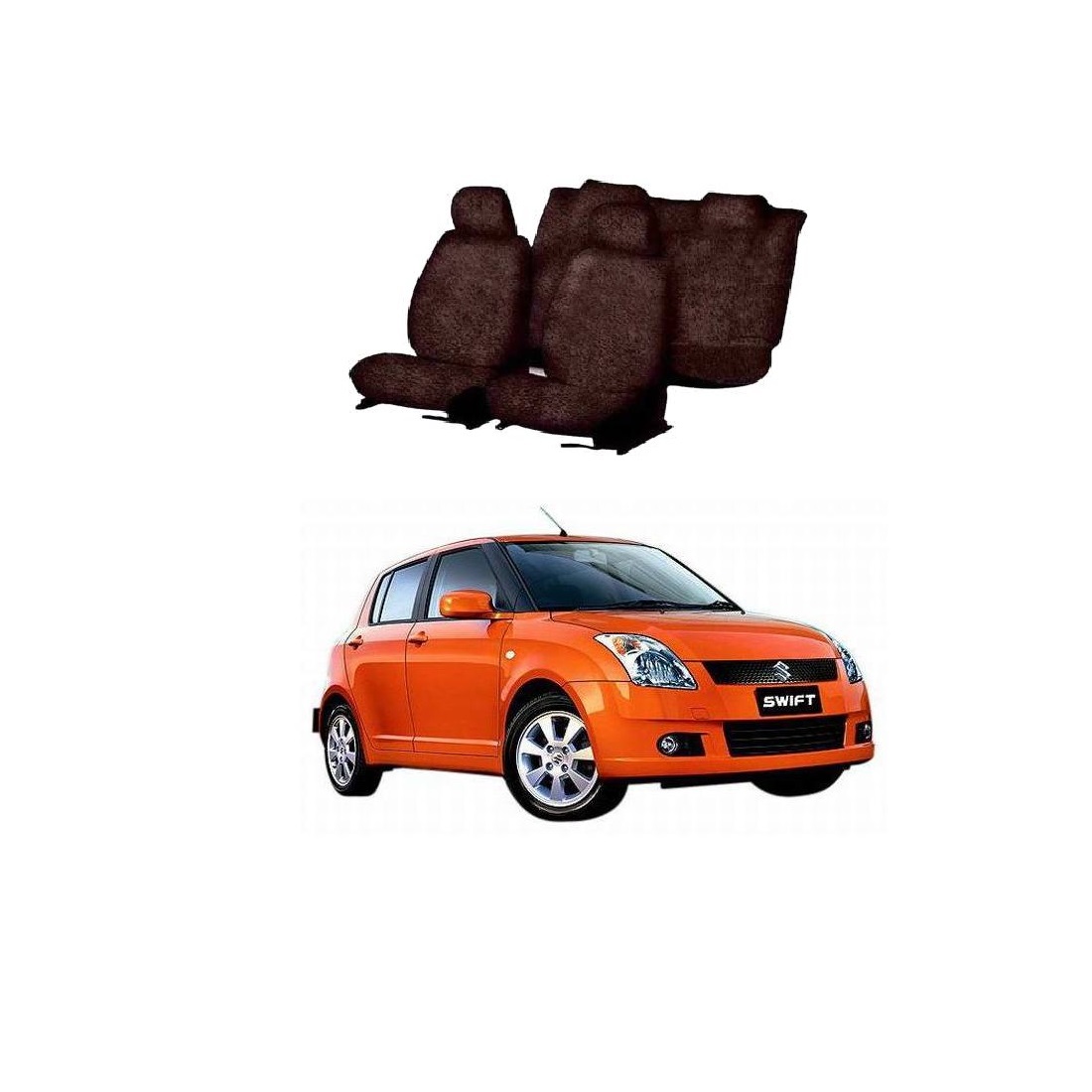 Cotton Towel Car Seat Cover For Maruti Suzuki Swift (Coffee)