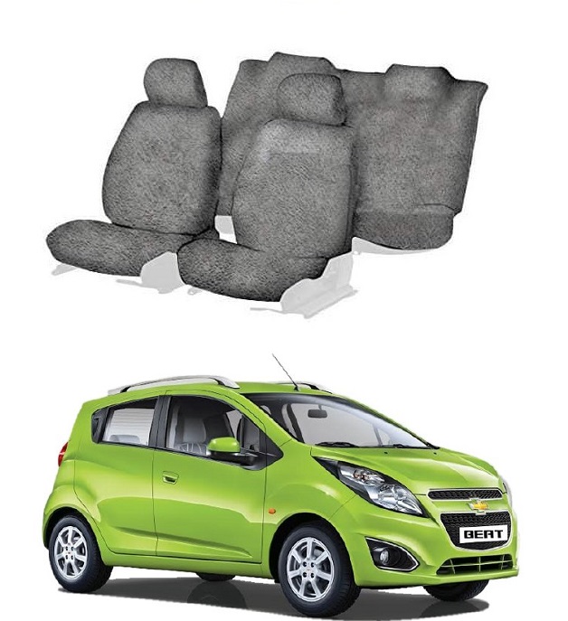 Cotton Car Seat Cover For Chevrolet Beat (Grey)