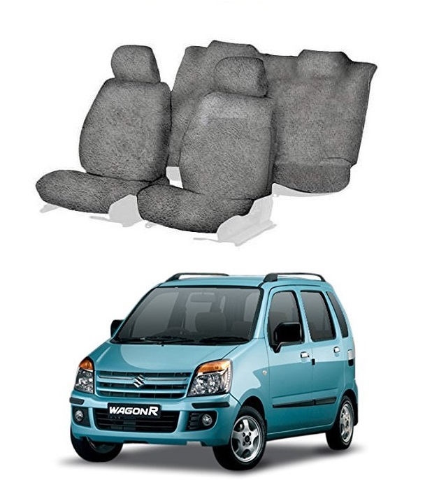 Cotton Car Seat Cover For Maruti Suzuki Wagnor (Grey)