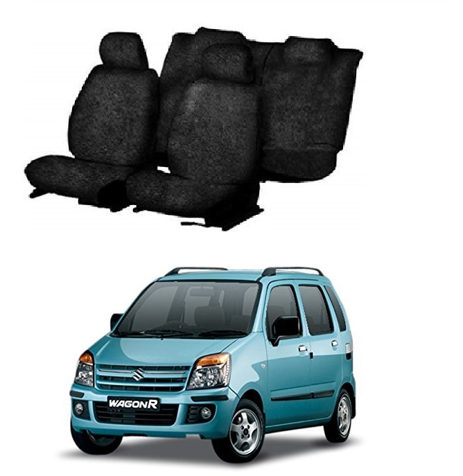 Cotton Car Seat Cover For Maruti Suzuki Wagnor (Black)