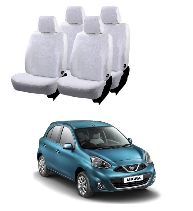 Cotton Car Seat Cover For Nissan Micra (White)