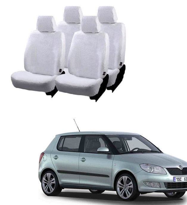 Cotton Car Seat Cover For Skoda Fabia (White)