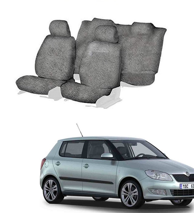Cotton Car Seat Cover For Skoda Fabia (Grey)