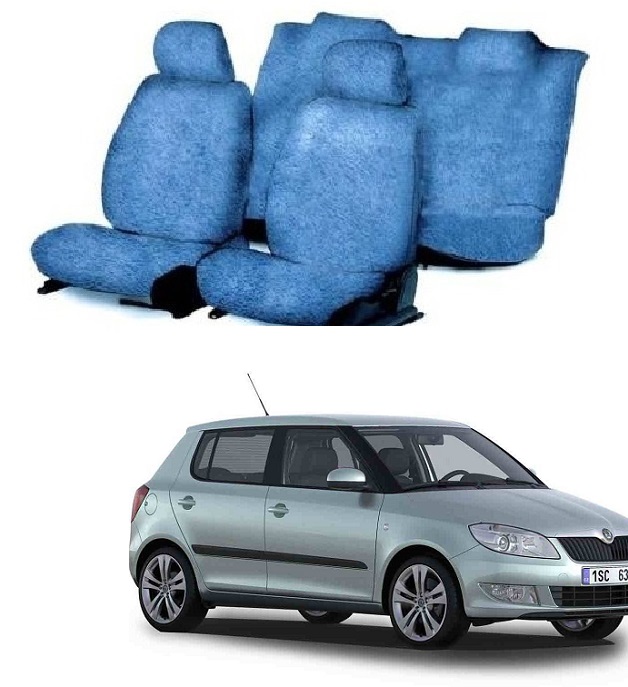 Cotton Car Seat Cover For Skoda Fabia (Blue)