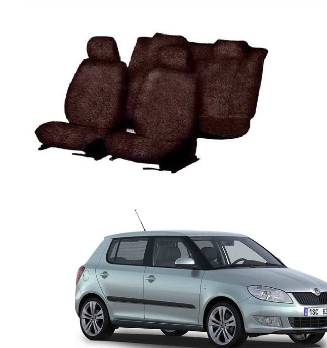 Cotton Car Seat Cover For Skoda Fabia (Coffee)