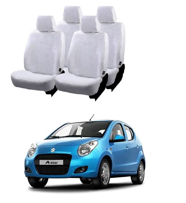 Cotton Car Seat Cover For Maruti A-star (White)
