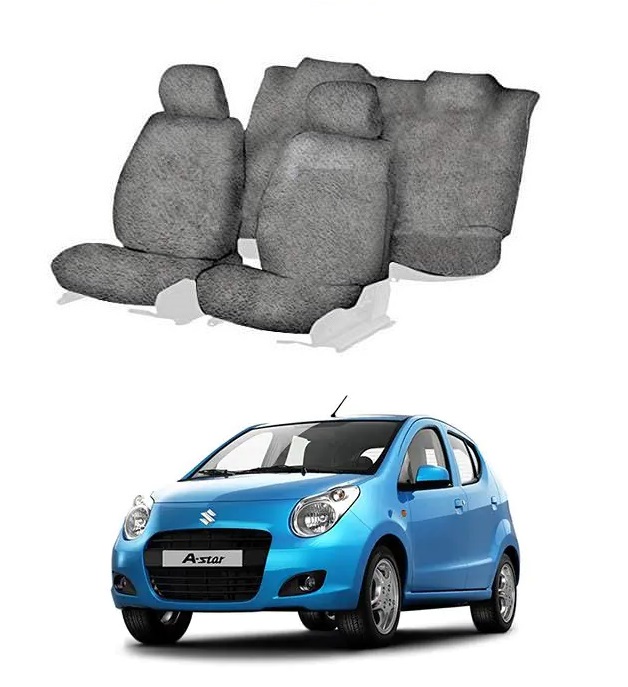 Cotton Car Seat Cover For Maruti A-star (Grey)