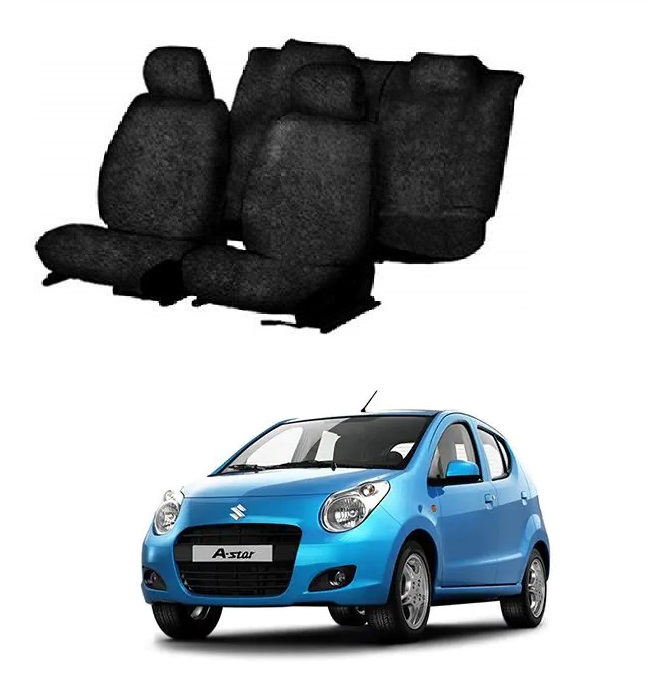 Cotton Car Seat Cover For Maruti A-star (Black)