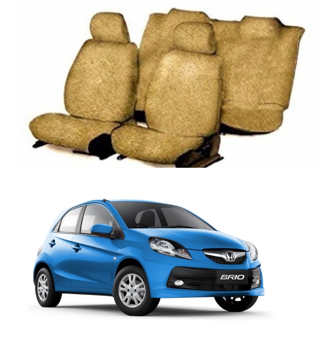 Cotton Car Seat Cover For Honda Brio (Beige)