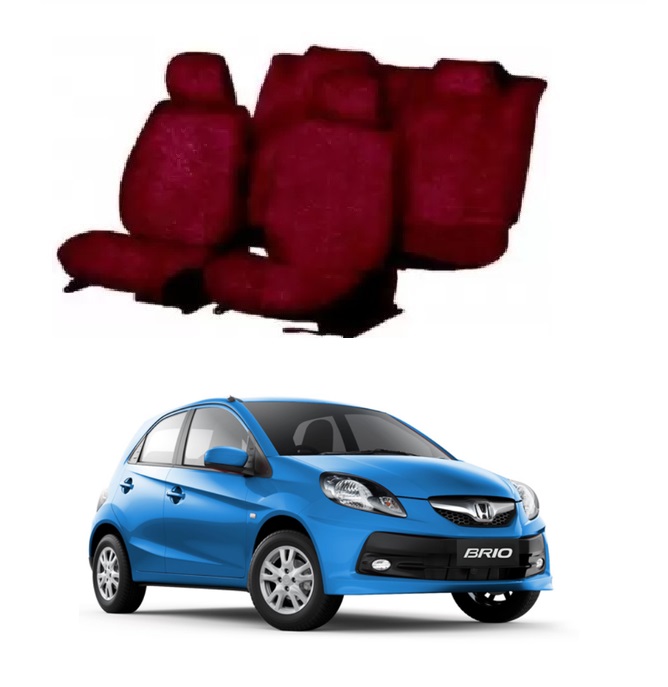 Cotton Car Seat Cover For Honda Brio (Maroon)