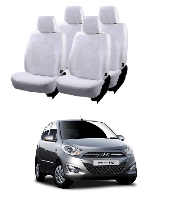 Cotton Car Seat Cover For Hyundai I10 (White)