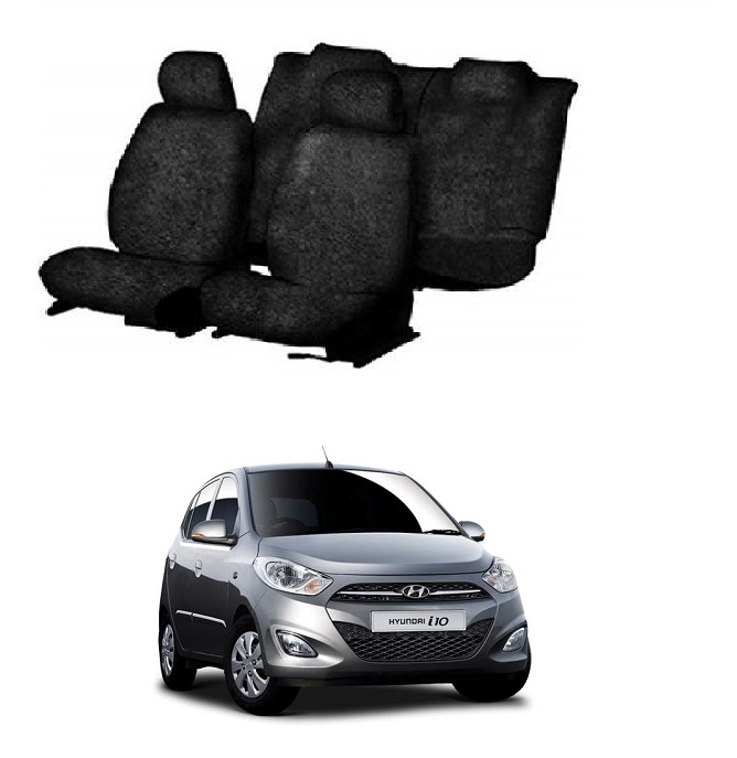 Cotton Car Seat Cover For Hyundai I10 (Black)