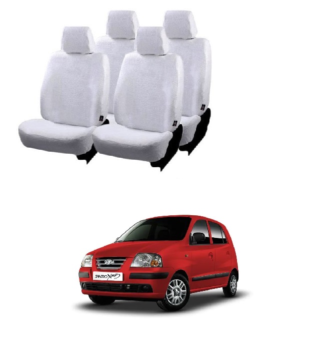Cotton Car Seat Cover For Hyundai Santro Xing (White)