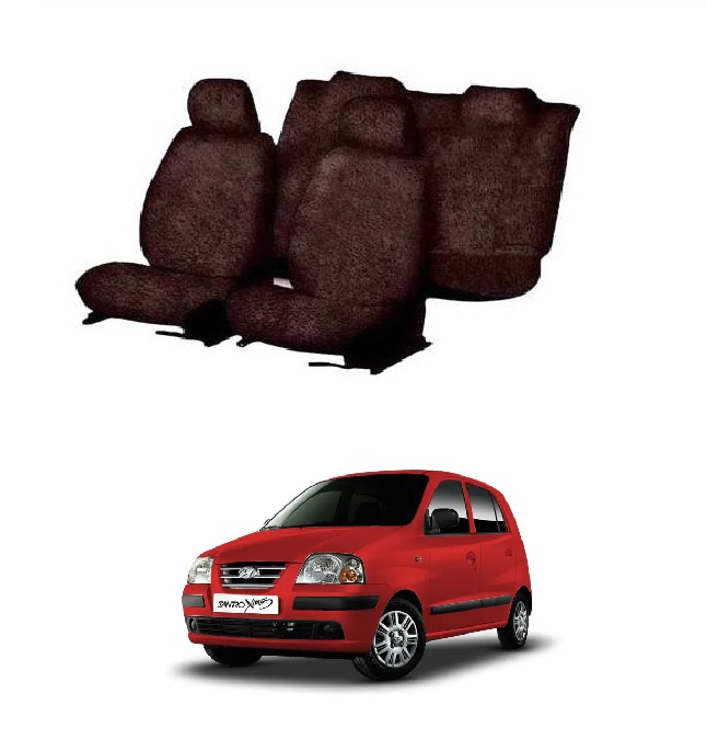 Cotton Car Seat Cover For Hyundai Santro Xing (Coffee)