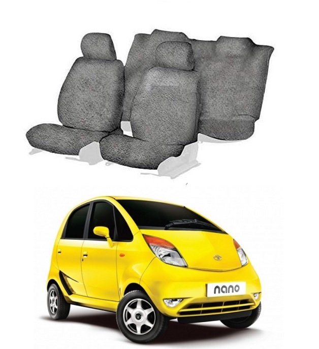 Cotton Car Seat Cover For Tata Nano (Grey)