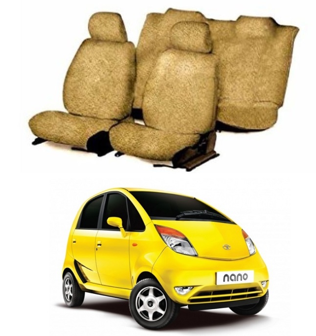 Cotton Car Seat Cover For Tata Nano (Beige)