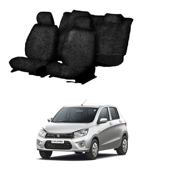 Cotton Car Seat Cover for Maruti Suzuki Celerio (Black)