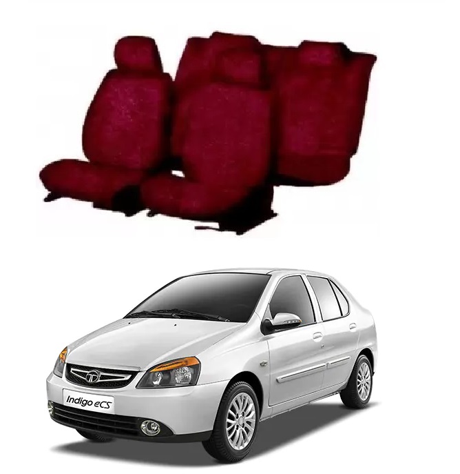 Cotton Car Seat Cover for Tata Indigo Ecs (Maroon)