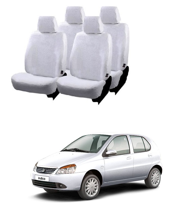 Cotton Car Seat Cover For Tata Indica (White)