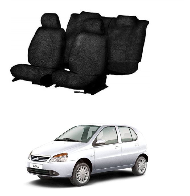 Cotton Car Seat Cover For Tata Indica (Black)