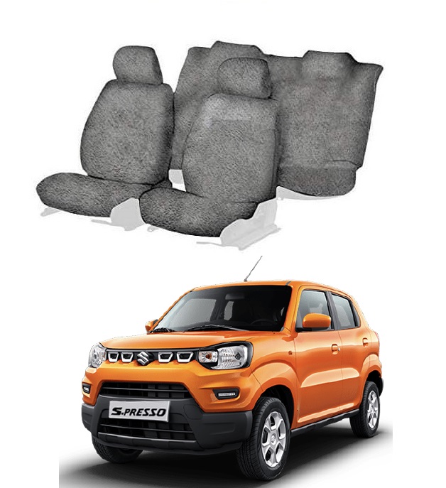 Cotton Car Seat Cover For Maruti Suzuki S-Presso (Grey)