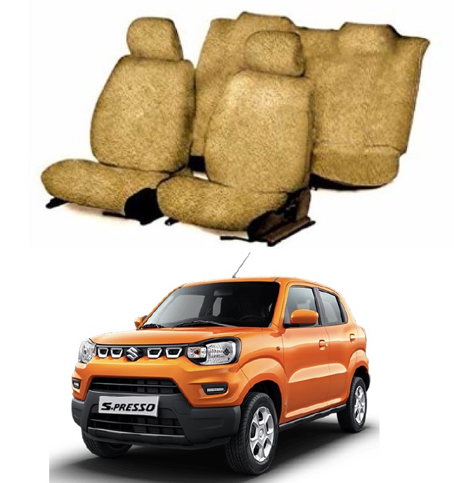 Cotton Car Seat Cover For Maruti Suzuki S-Presso (Beige)