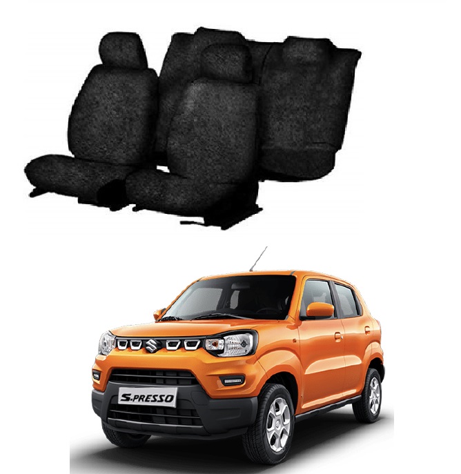 Cotton Car Seat Cover For Maruti Suzuki S-Presso (Black)
