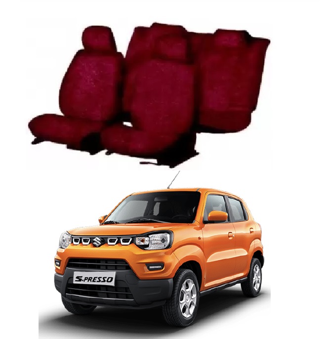 Cotton Car Seat Cover For Maruti Suzuki S-Presso (Maroon)