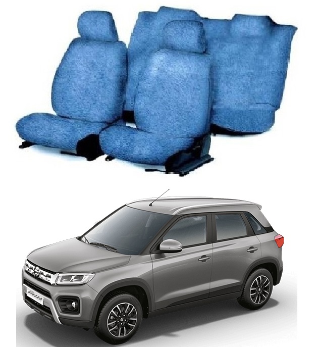 Cotton Car Seat Cover For Maruti Vitara Brezza (Blue)