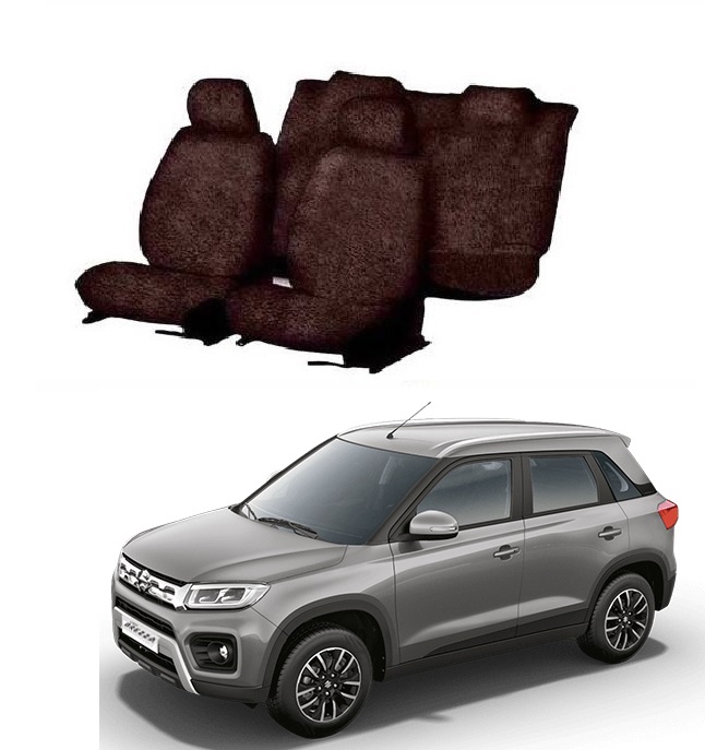 Cotton Car Seat Cover For Maruti Vitara Brezza (Coffee)