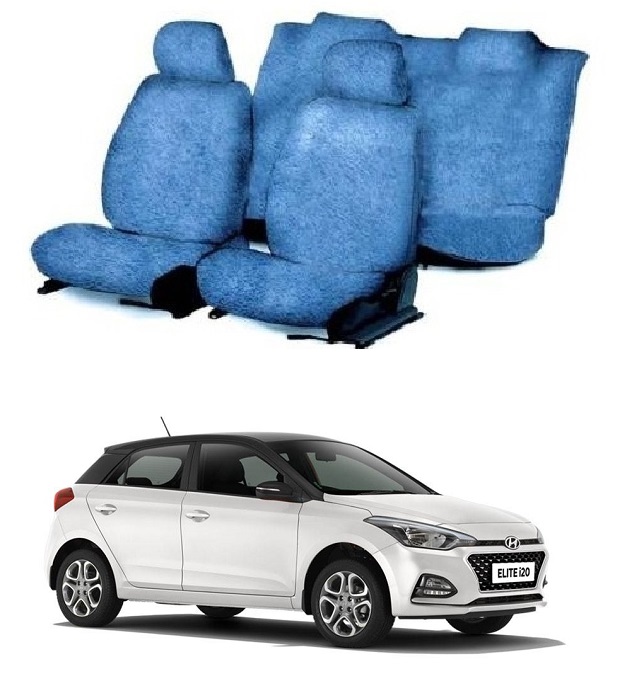 Cotton Car Seat Cover For Hyundai I20 Elite (Blue)