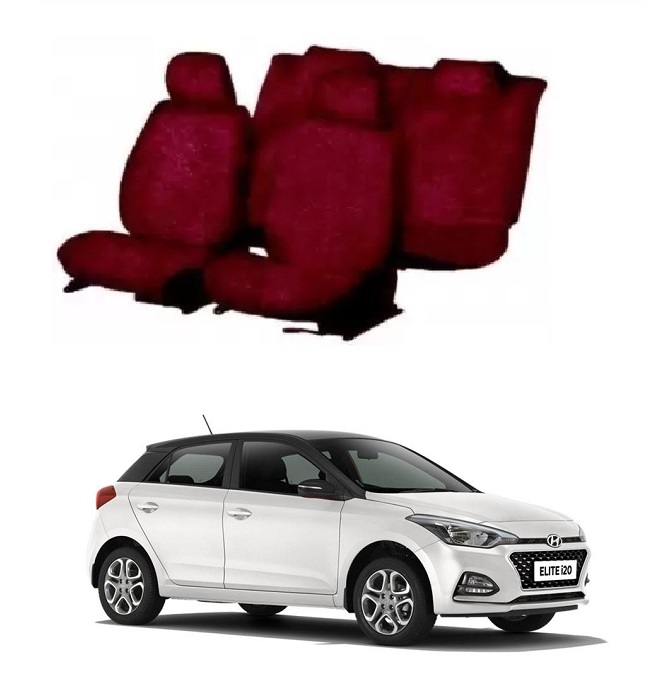 Cotton Car Seat Cover For Hyundai I20 Elite (Maroon)