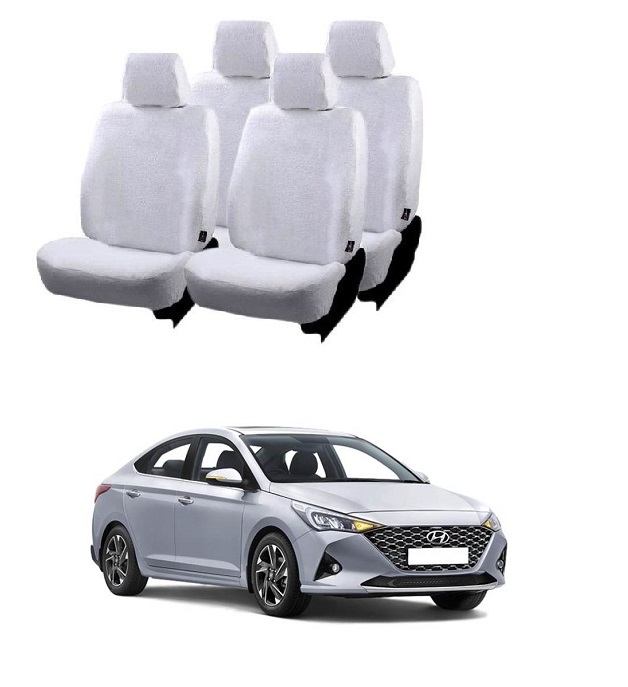 Cotton Car Seat Cover For Hyundai Verna (White)