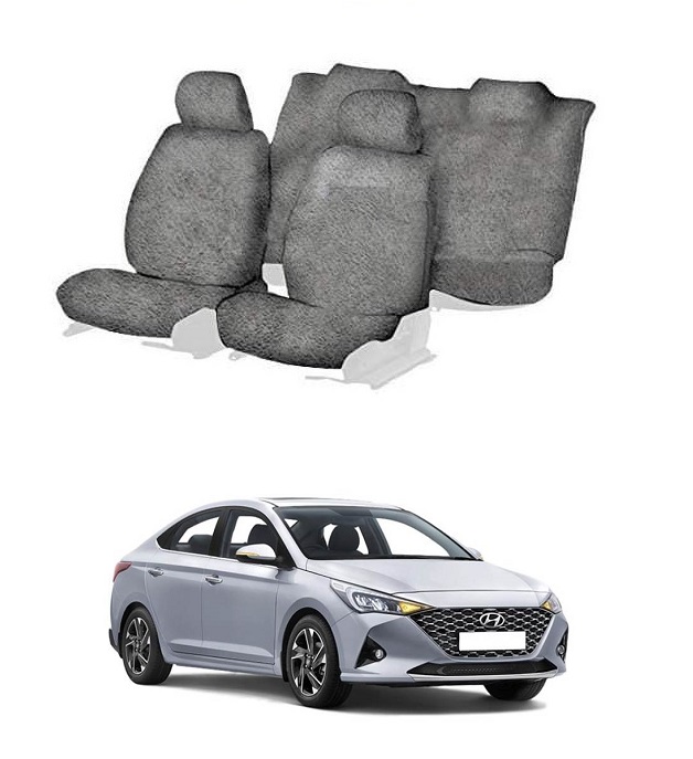 Cotton Car Seat Cover For Hyundai Verna (Grey)